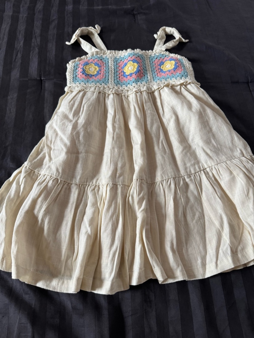 Haute Hippie Cream Lightweight Lined Dress with Crochet Straps
